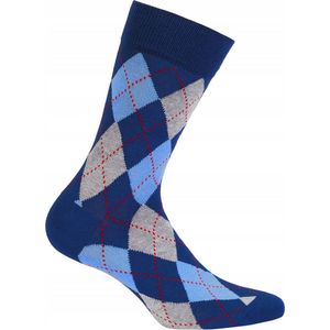 Wola - Lange Sokken - Maat 39 - 41 cm - Perfect Man - Blauw - Sokken voor Heren - Patroon ( 1 paar )