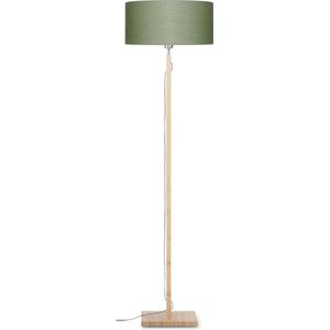 GOOD&MOJO Vloerlamp Fuji - Groen/Bamboe - Ø47cm - Scandinavisch,Bohemian - Staande lamp voor Woonkamer - Slaapkamer