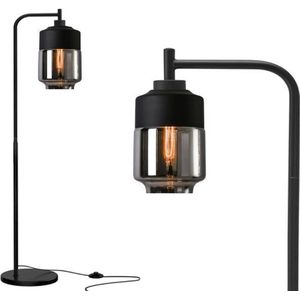 KLIMliving Moorea - Vloerlamp - Zwart - E27 - 168cm - Staande lamp - Industriële vloerlamp - Smoke
