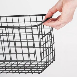 Multifunctionele mand Flexibele opbergmand Zilveren draadmand met handvatten Universeel inzetbaar Stevige gaasbox, matzwart Veelzijdige mand Flexibele opbergmand Zilveren draadmand met handvatten Universeel bruikbaar Stevige gaasbox, matzwart