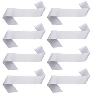 8 stuks witte effen satijnen ceintuur met zelfgemaakte print feestdecoraties geschikt voor huwelijksceremonies - 160 x 95 cm