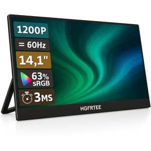 HGFRTEE 14,1 Inch Draagbare Monitor – Full HD 1080P – IPS-scherm – USB-C & HDMI – Ultradun en Lichtgewicht – Mobiel Tweede Scherm voor Laptop, PC, Smartphone, Console