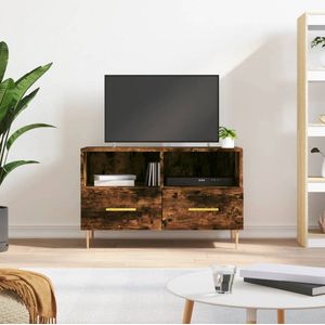 The Living Store TV-meubel - Trendy - 2 vakken - 2 lades - 80 x 36 x 50 cm - gerookt eiken