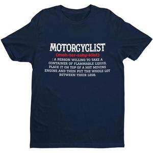 Grappige Biker T-shirt voor Heren - Korte Mouwen, Middernacht Navy Blauw, Maat gaande van klein tot 6XL