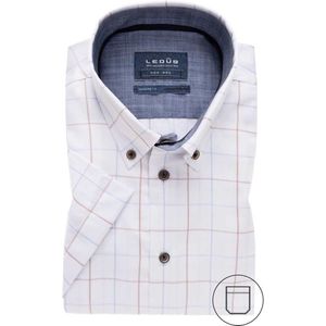 Overhemd Korte Mouw Modern Fit Ruit Lichtbruin (0137863-630-170-180)