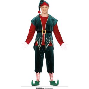 Guirma - Kerst & Oud & Nieuw Kostuum - Leider Van De Elfen Lennard - Man - Rood, Groen - Maat 48-50 - Kerst - Verkleedkleding