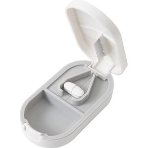 Luxe Pillensnijder & Pillendoosje In 1 I Pil Bewaardoosje I Medicijn Doosje I 2 Compartimenten I Waterdicht I Wit/Grijs