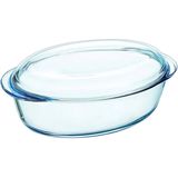 Pyrex - SlowCook Ovenschaal Ovaal met Grepen en Deksel 2-Delig - Transparant - Borosilicaatglas