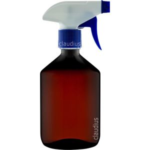 Lege Plastic Fles Apothekersfles 500 ml PET Amber bruin - met blauwe spraykop - set van 10 stuks - navulbaar - leeg