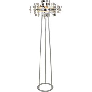 Lucande - vloerlamp- met dimmer - 1licht - ijzer, aluminium, kunststof - H: 140 cm - chroom - Inclusief lichtbron