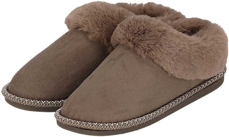 Apollo - Dames Instap Pantoffels - Taupe - Teddy