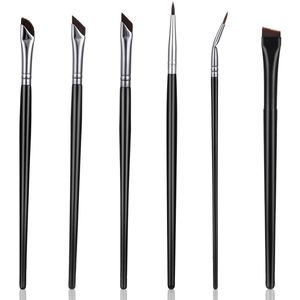 TRANKIELO® – Set van 6 Eyelinerkwasten – Precisie Gel Eyeliner – Schuin en Plat voor Definitie – Ultra-Dunne Gebogen Make-Upborstels – Fijne Punt voor Nauwkeurige Voering en Wenkbrauw Make-up