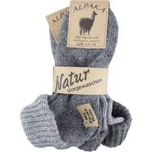 2 paar alpaca sokken - warme wintersokken - thermosokken - huissokken - unisex - maat 39-42 - grijs - medium
