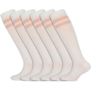 Hoge sportsokken | Kniekousen voor kinderen | Merk: Yellow Moon | Kleur: Off-White | Maat: 19 t/m 38 | 6 Paar