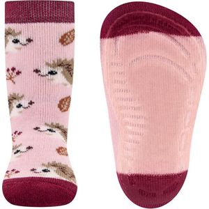 Ewers Antislipsok - Roze en Roodroze - Egeltjes Ecru/Beige - Siliconenzool-19/20