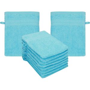 washandschoen 10-delig - badstof washandje gezicht reinigen - van 100% katoen - babywashandje - turquoise