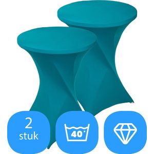 Statafelrok Turquoise x 2 – ∅80-85 x 110 cm – Statafelhoes Stretch 2 Stuks – Tafelhoezen voor Statafel Sta Tafel Hoes | Staantafelhoes - Geschikt voor Horeca Evenementen | Cocktailparty | Trouwerij