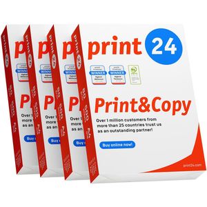 print24 Printerpapier kopieerpapier 2000 vellen 4 x 500 A4 80g premium wit PEFC-gecertificeerd
