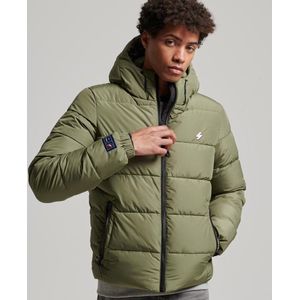 Superdry Hooded Sports Puffr Jacket Heren Jas - Dusty Olive Green - Maat Xl