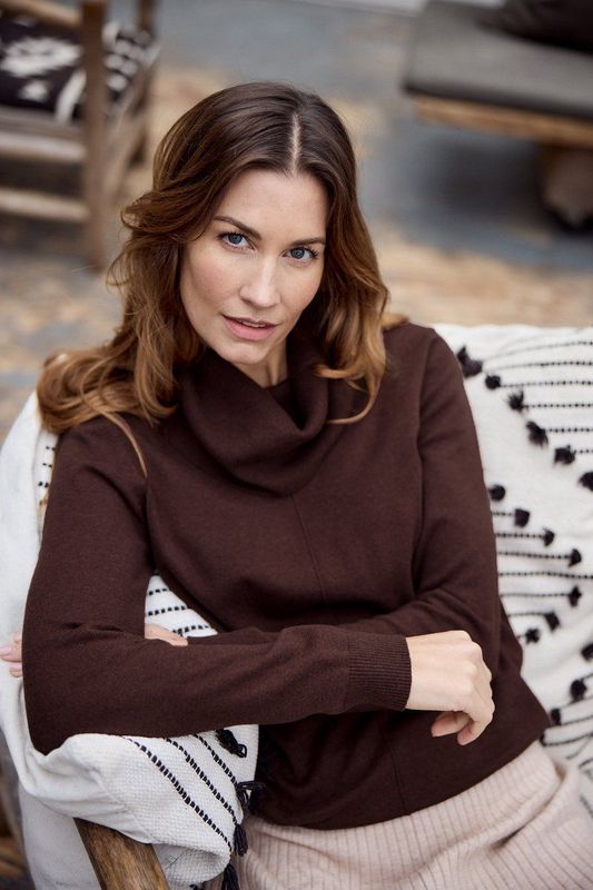 Bloomings - SLK14-8770 - Damestrui - Met Hoge Kraag - Aardetinten