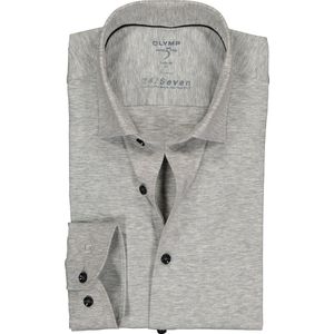 OLYMP Level 5 24/Seven body fit overhemd - zilvergrijs tricot - Strijkvriendelijk - Boordmaat: 44