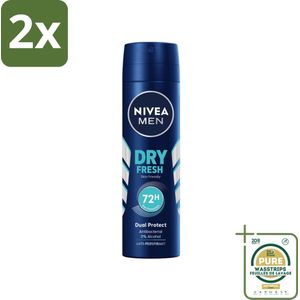 NIVEA Men Deodorant Spray Dry Fresh 150 ml - Voordeelverpakking - 2 stuks - Deodorant spray - Droogheid