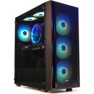 Intel i5 6-Core Allround RGB MESH Game PC (Minecraft, Roblox en Fortnite op hoge settings) met GeForce RTX 5060 8GB Videokaart|16GB RAM|500GB SSD|i5-12400|WIFI en Bluetooth|Windows 11 PRO - Aura GC2