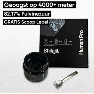 Human Pro Shilajit Resin - 50 gram - minimaal 82% fulvinezuur - geoogst op 4000 meter hoogte in het Himalayas gebergte - incl GRATIS lepel - 85 verschillende mineralen - Eurofins Lab Resultaten Beschikbaar