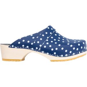 Skolys W-320.10 klompen - dames - medische - clogs - tuinklompen - werkklompen - verpleegkundige - ziekenhuis - instap - blauw met witte stippen - maat 36