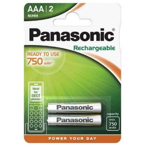 Panasonic AAA 750mAh NIMH 1.2V oplaadbare batterij 24 stuks (12x blister 2)