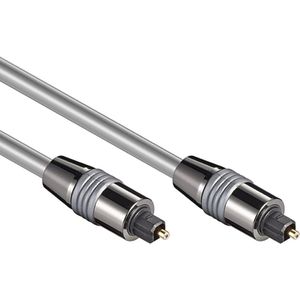 Optische Toslink Kabel - 6mm dik - Metalen Connectors - Verguld - 2 meter - Zilver