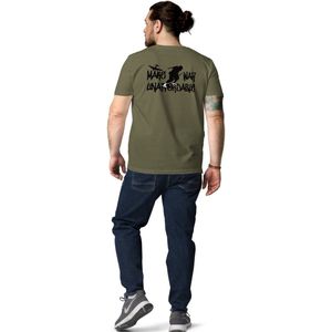 Bitcoin T-shirt - Make War Unaffordable - Rug Print - Unisex - 100% Biologisch Katoen - Kleur Groen - Maat L | Bitcoin cadeau| Crypto cadeau| Bitcoin T-shirt| Crypto T-shirt| Crypto Shirt| Bitcoin Shirt| Bitcoin Merch| Crypto Merch| Bitcoin Kleding