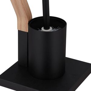 Staande toiletpapierhouder en toiletborstelhouder - 10042896 - 75x185x185cm - zwart/natuur wc butler