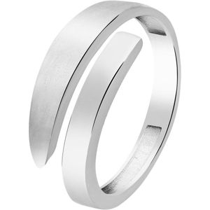 Lucardi Dames Zilveren ring mat/glans - Ring - 925 Zilver - Zilverkleurig - 19 / 60 mm
