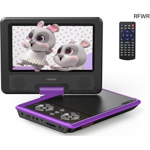 RFWR® Draagbare DVD-speler 9,5 inch met 7,5 inch draaibaar HD scherm voor auto en kinderen - 4-6 uur batterijduur