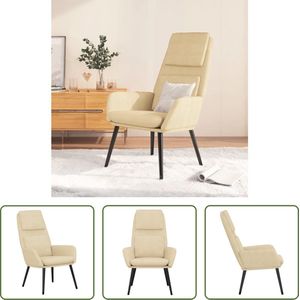 The Living Store Relaxstoel Fauteuil - Crème - 70 x 77 x 98 cm - Dik gevoerd