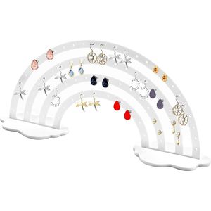 Sieradenstandaard - Acryl oorbel organizer met 66 ophanggaten voor 33 paar oorbellen (wit)
