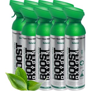 Boost Oxygen 9L - Natural - 95% Pure Zuurstof - Tot wel 1600 inhalaties - Ademhalingsondersteuning voor aerobisch herstel, hoogte, prestaties en gezondheid - 8x 9L (8 pak, 72L totaal)