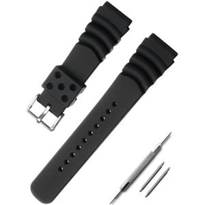 Zwarte Siliconen Horlogeband voor Heren - Duikhorloges - Snelsluiting - Breedte 20mm - Waterbestendig en Duurzaam