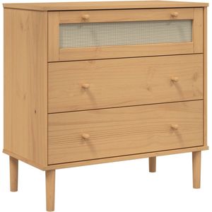 vidaXL Ladekast SENJA - Rattan-look - 80x40x80 cm Ladekast - Houten Ladekast - Grenenhouten Kast - Vintage Kast - Industriële Kast