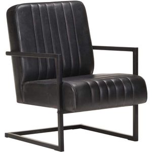 Medina Fauteuil echt leer zwart