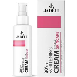 JADELL - Whitening Cream Face & Skincare - Verhelderende Crème met SPF 30, Tegen Pigmentvlekken, Verkleuring & Donkere Zones - Voor Gezicht, Oksels, Knieën, Ellebogen & Intieme Zones - Natuurlijk, Vegan & Dermatologisch Getest - 100 ml