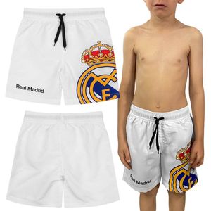 Real Madrid Korte kinderbroek, witte zwembroek voor jongen, voetbal