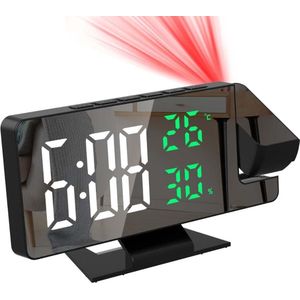 MKSS® Projectiewekker - Digitale Wekker - Wekkerradio met Projectie - Zwart