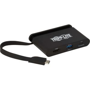 Tripp-Lite U444-T6N-H4UBC USB 3.1 Gen 1 USB-C Adapter with PD Charging - 100W, Self-Storage Cable, Ultra 4K HDMI & USB-A Hub Port, Black TrippLite