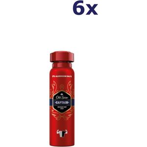 Old Spice - Captain - Deodorant Lichaamsspray - 150 ml - 6 Stuk - Aluminiumvrij