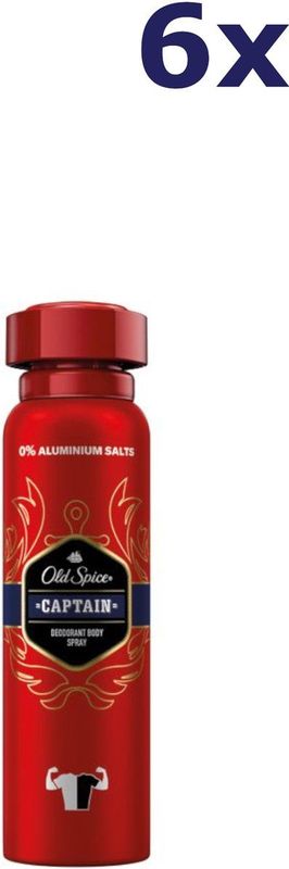 Old Spice - Captain - Deodorant Lichaamsspray - 150 ml - 6 Stuk - Aluminiumvrij