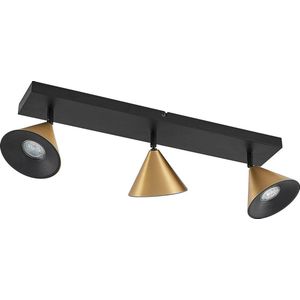 Lucande - plafondlamp design - 3 lichts - ijzer - H: 15.1 cm - GU10 - mat zwart, messing geborsteld