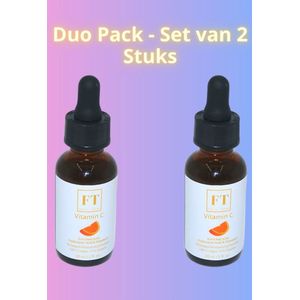 Vitamine C Serum - Met Hyaluronzuur & Vitamine E – 2 Stuks in Verpakking - Niacinamide - 30 ml – Facial Treat – Verhelderend & Hydraterend - Voor Stralende Uitstraling - Huidverzorging - Duo Pack