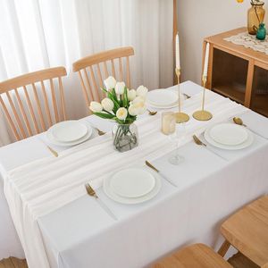 tafelloper - decoratief - feestelijk wit chiffon wit tafelloper - decoratief - feestelijk 75 cm x 4 m tafeldecoratie bruiloft decoratie witte decoratieve stof